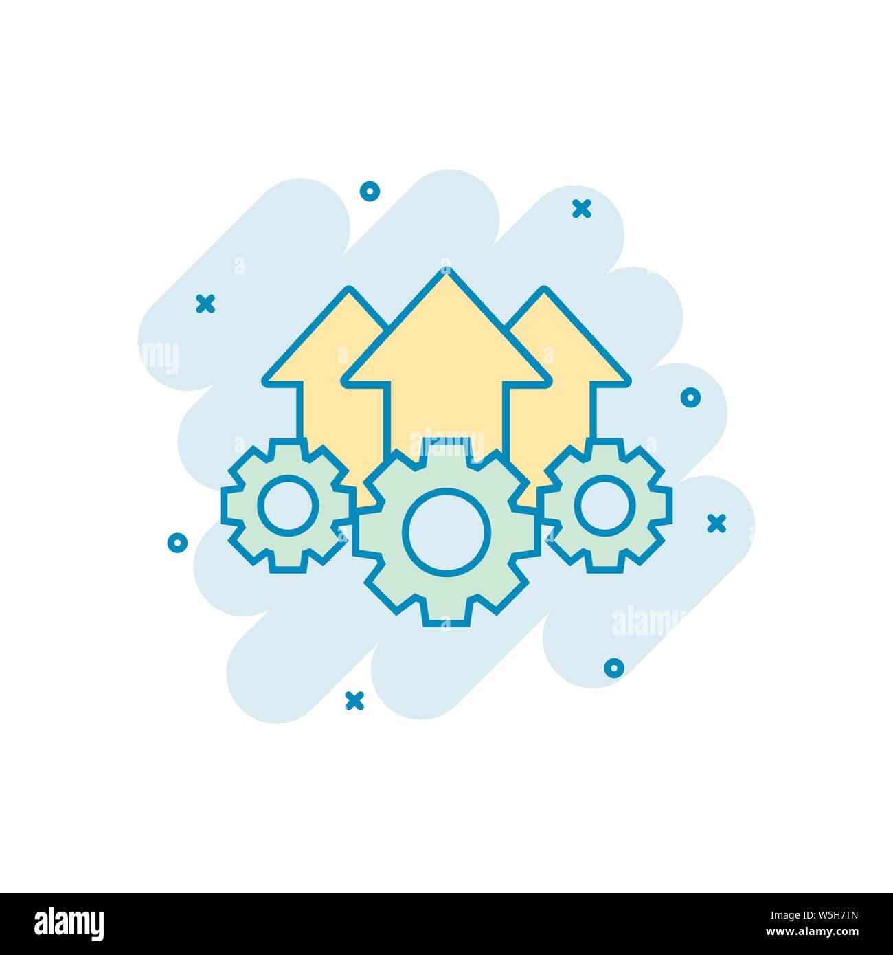 Operation project icon in comic style. Gear process vector cartoon ...