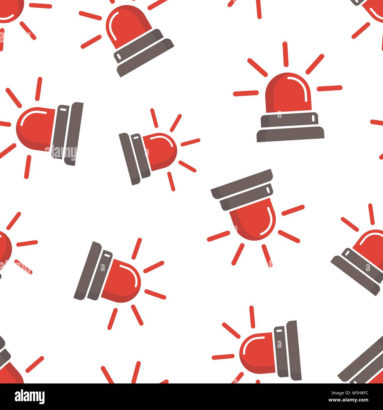 Emergency siren icon seamless pattern background. Police alarm vector ...