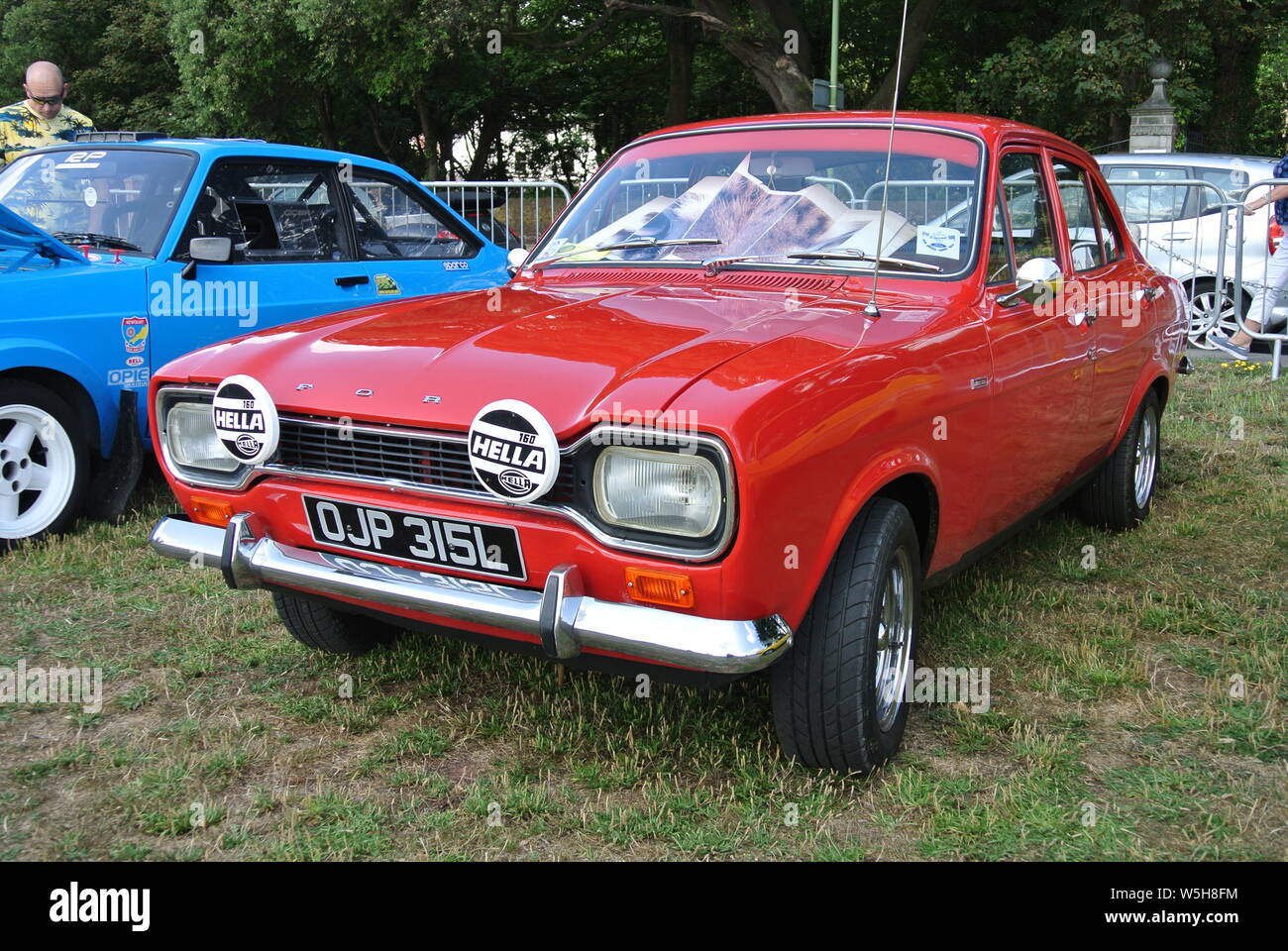 Mk1 Ford Escort parked on display at the Riviera classic car show, Paignton, Devon, England, UK. Stock Photo