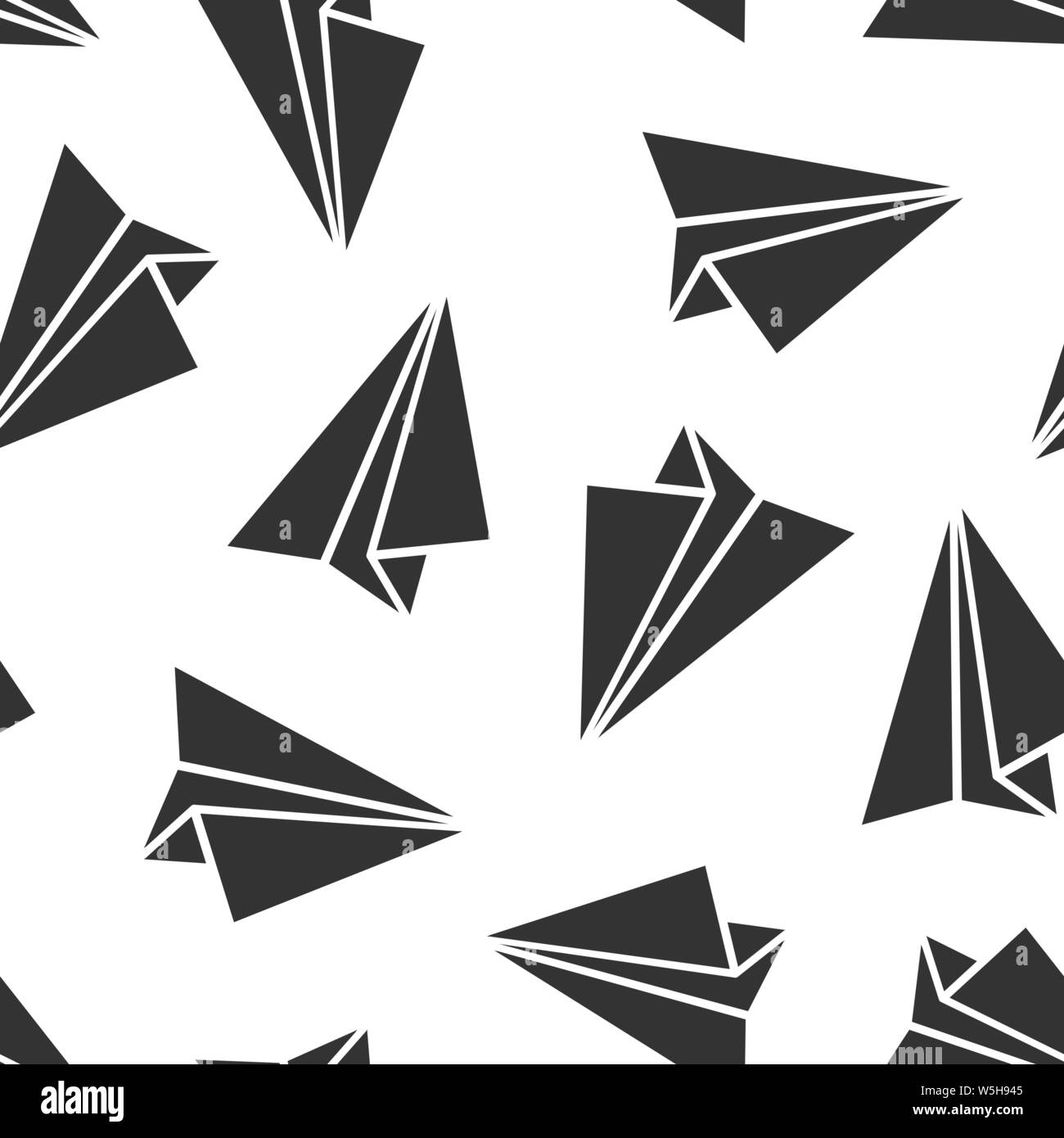 Paper airplane icon seamless pattern background. Plane vector illustration on white isolated background. Air flight business concept. Stock Vector