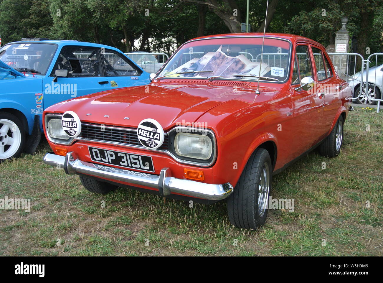 Mk1 Ford Escort parked on display at the Riviera classic car show, Paignton, Devon, England, UK. Stock Photo