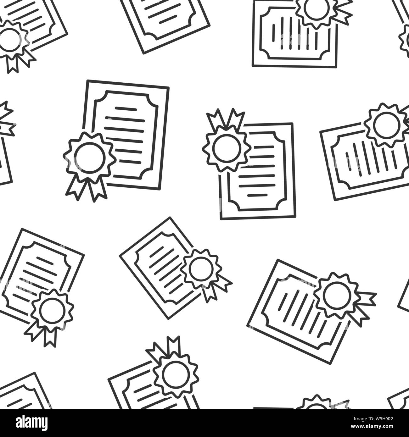 Certificate icon seamless pattern background. License badge vector ...