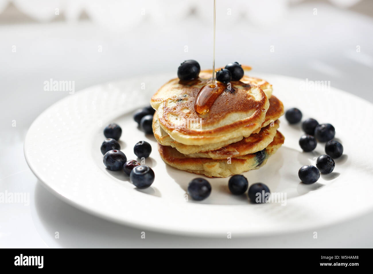 Traditional homemade pancakes, sweet, nutritious breakfast. horizontal frame Stock Photo Alamy