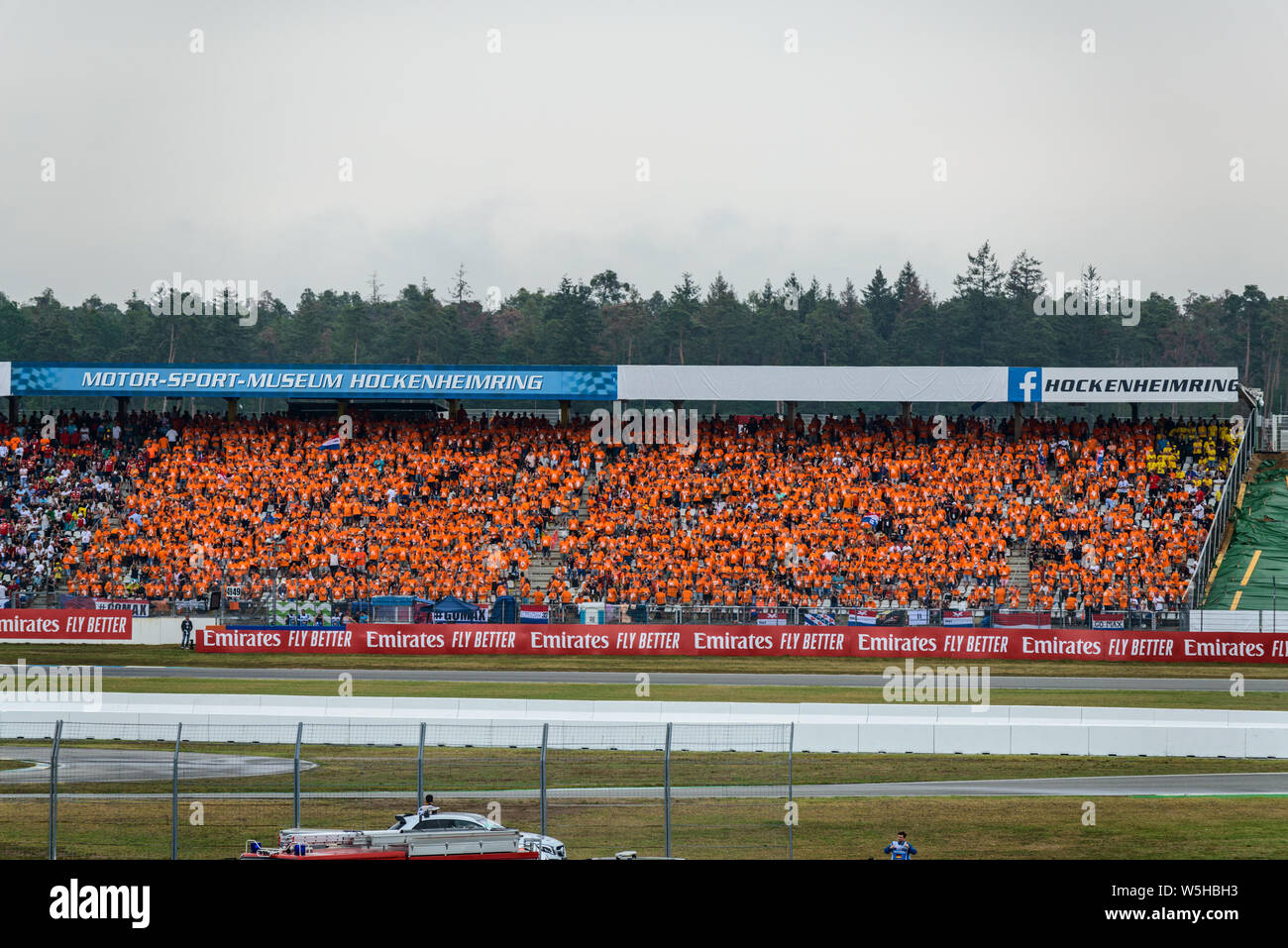 Formula 1 German GP in Hockenheim 28 July 2019: Holland Dutch tribune, Max Verstappen fans Stock Photo