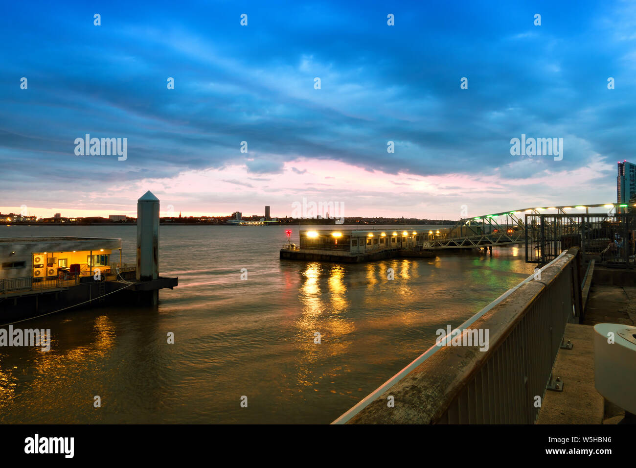 Mersey Ferry floating landing stage at the Pier Head Liverpool UK at
