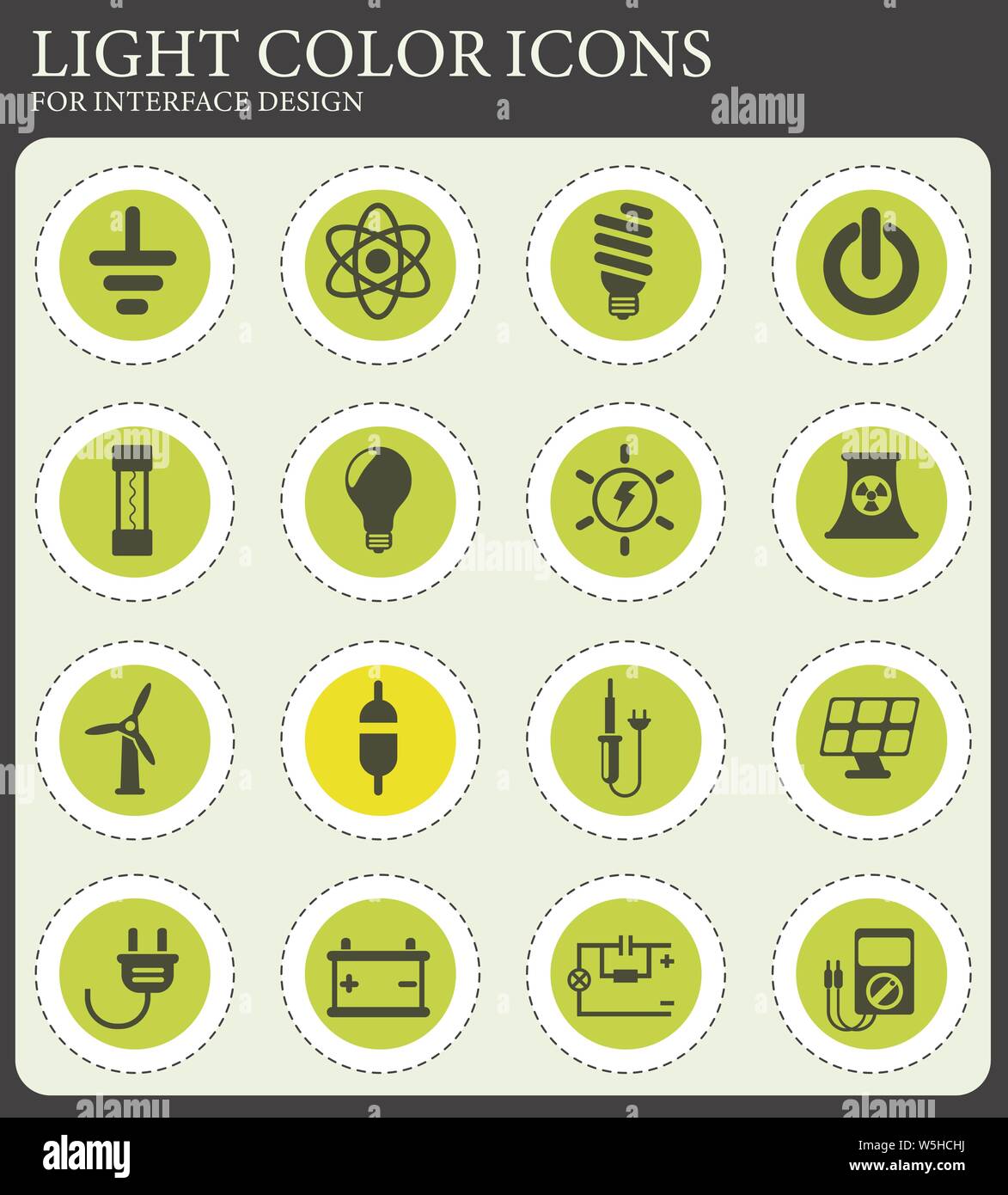 electricity vector icons for web and user interface design Stock Vector ...