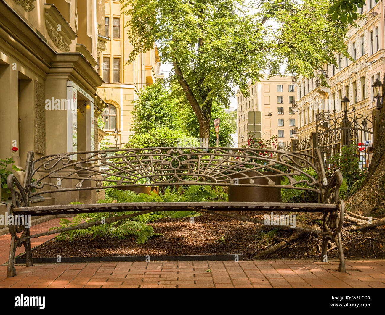 Art Nouveau Bench In Riga Latvia Baltic States Eu Stock Photo
