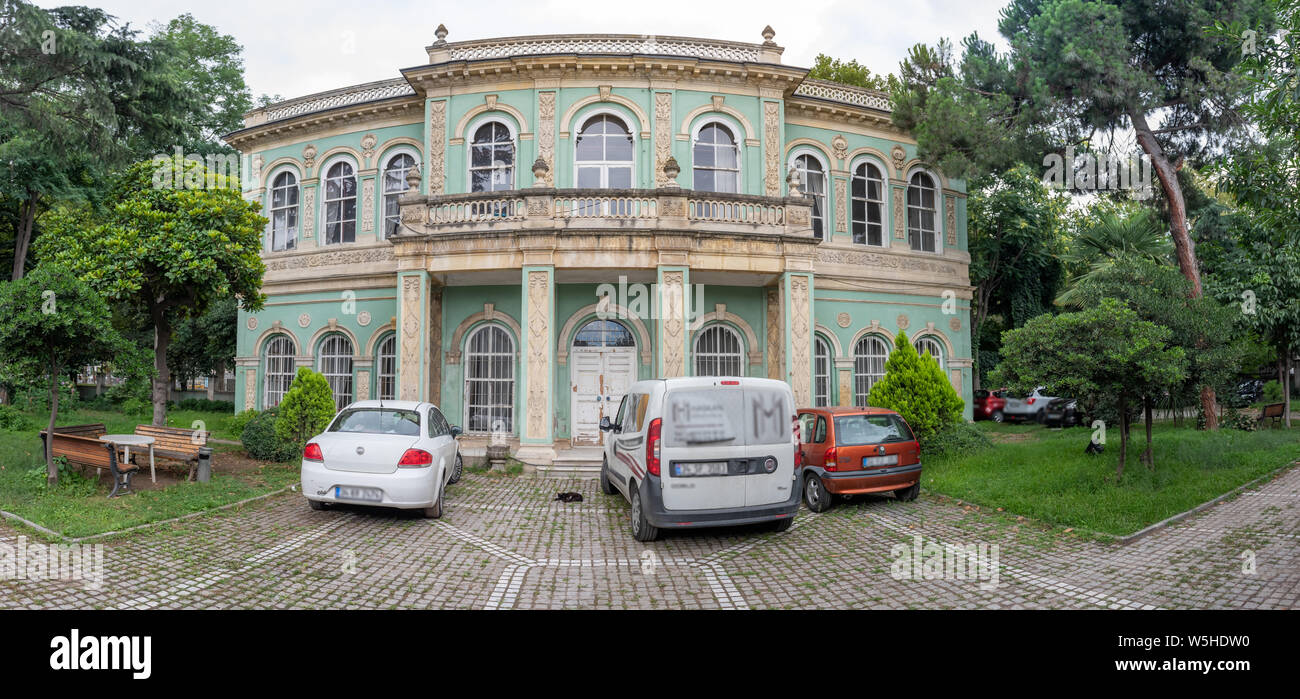Panoramic exterior view of Tophane Pavilion which was built by Ottomon Empire Sultan Abdulmecid located in square of Tophane Beyoglu,Istanbul,Turkey.2 Stock Photo
