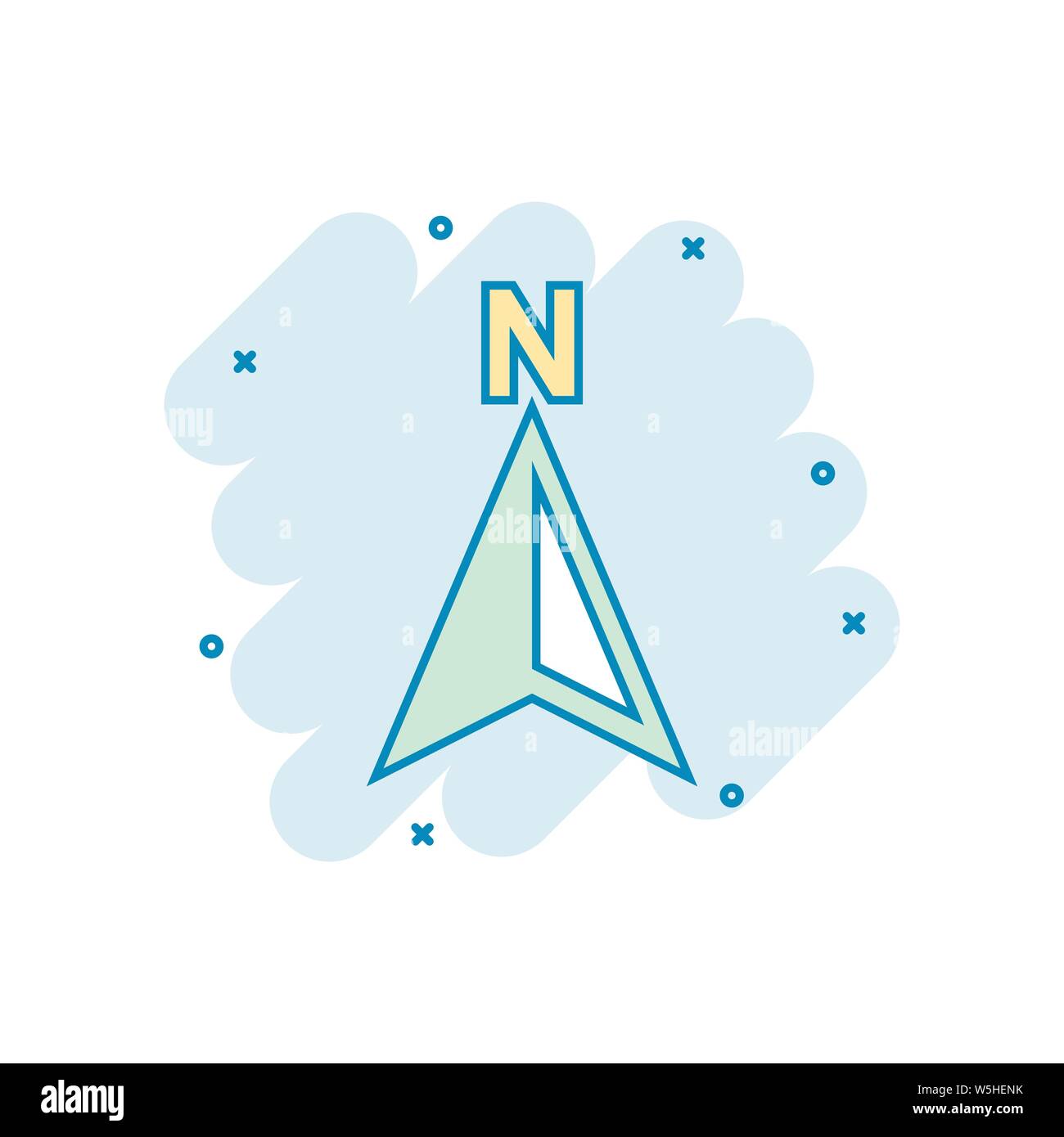 Global navigation icon in comic style. Compass gps vector cartoon ...
