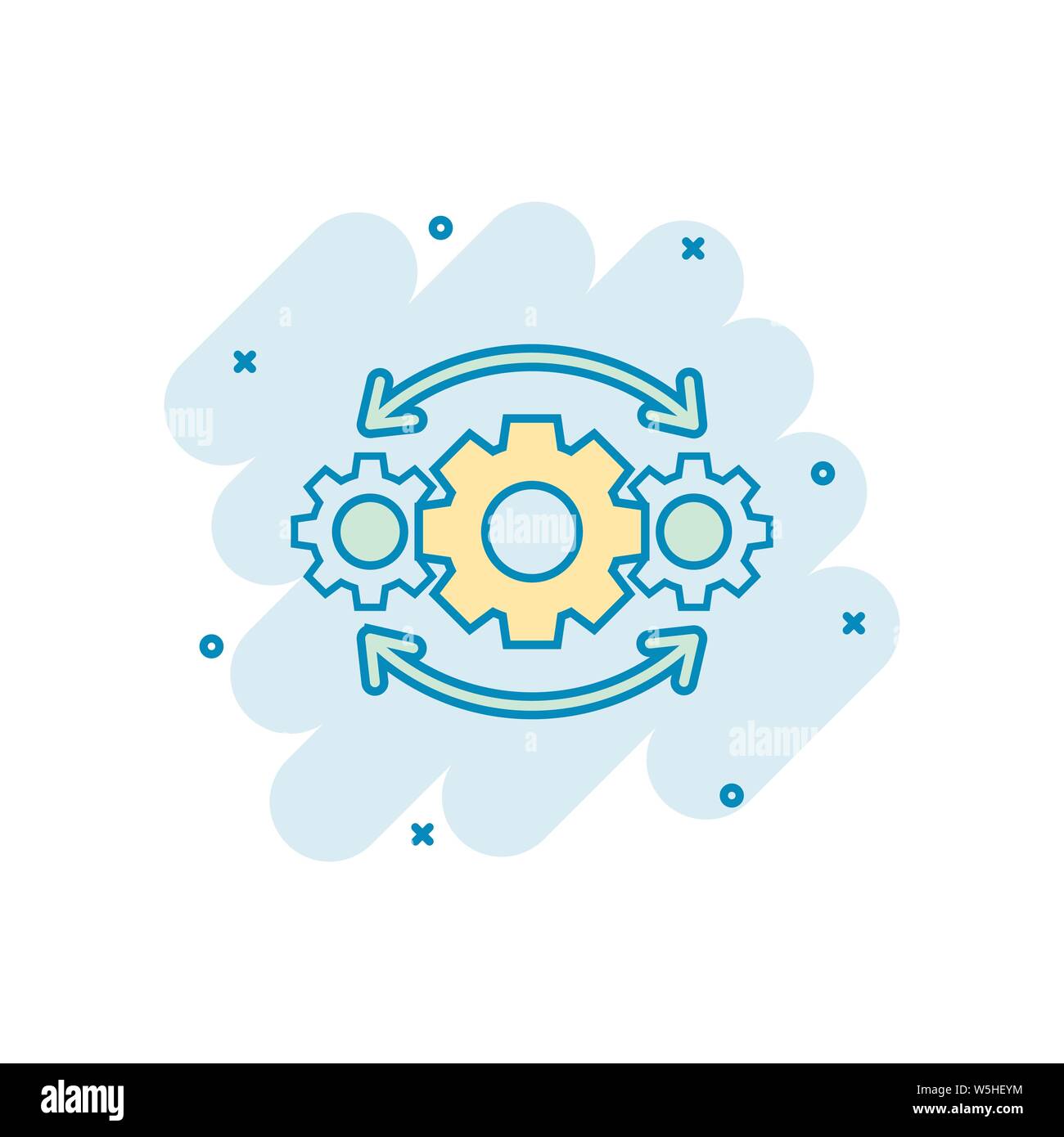 Operation project icon in comic style. Gear process vector cartoon ...