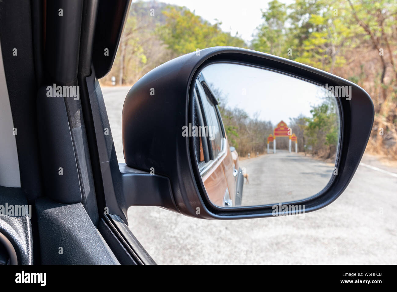 Side view mirror of pickup truck Stock Photo Alamy