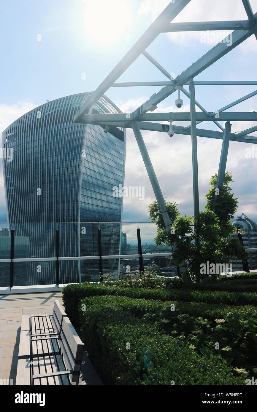 The view on the WalkieTalkie from a rooftop garden in London, UK Stock
