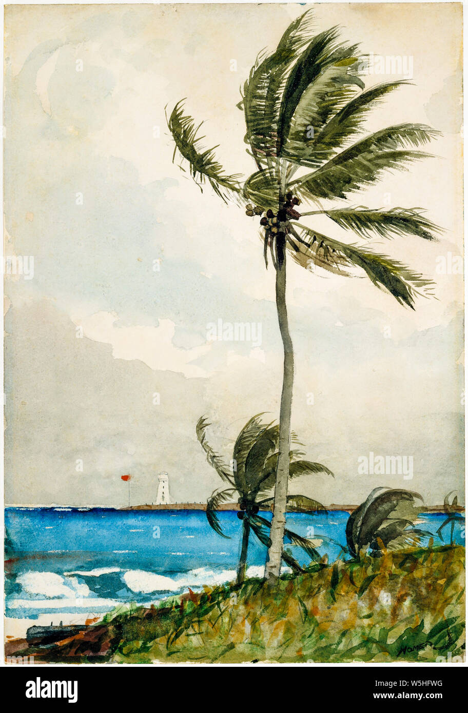 Winslow Homer, Palm Tree, Nassau, landscape painting, 1898 Stock Photo