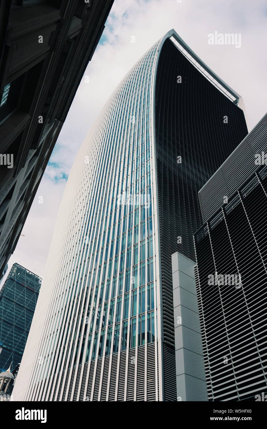 The modern Walkie-Talkie in London, UK shot in a low-angle perspective. Stock Photo