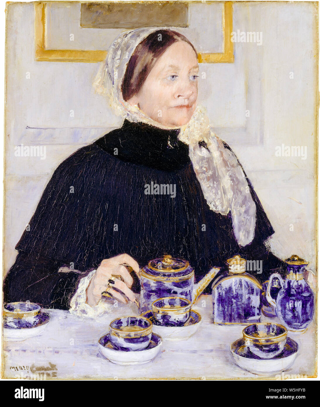 Mary Cassatt, Lady at the Tea Table, portrait painting, 1883-1885 Stock Photo