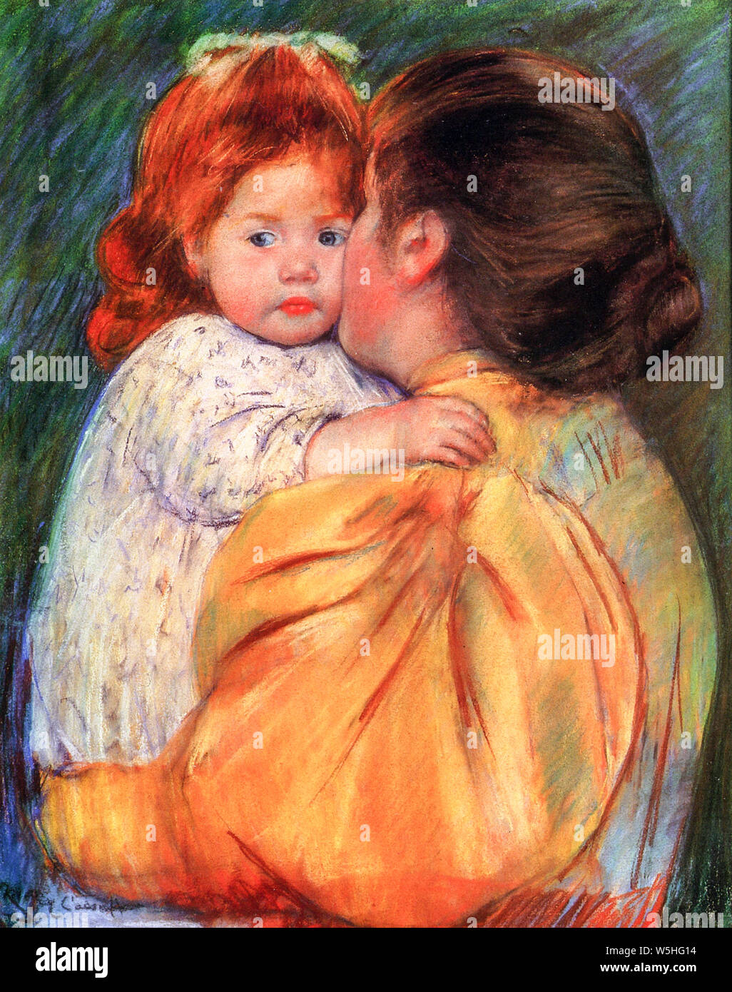 Mary Cassatt, Mother and Child, (Maternal Kiss), pastel drawing, 1896 Stock Photo