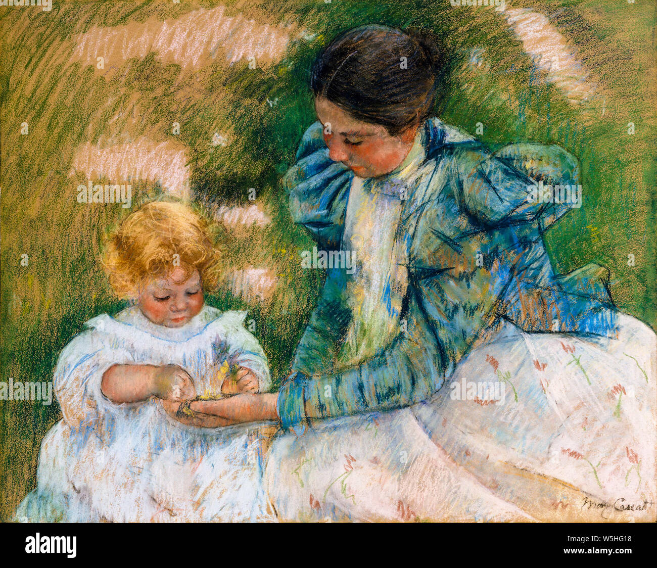 Mary Cassatt, Mother Playing with Child, pastel drawing, circa 1897 Stock Photo