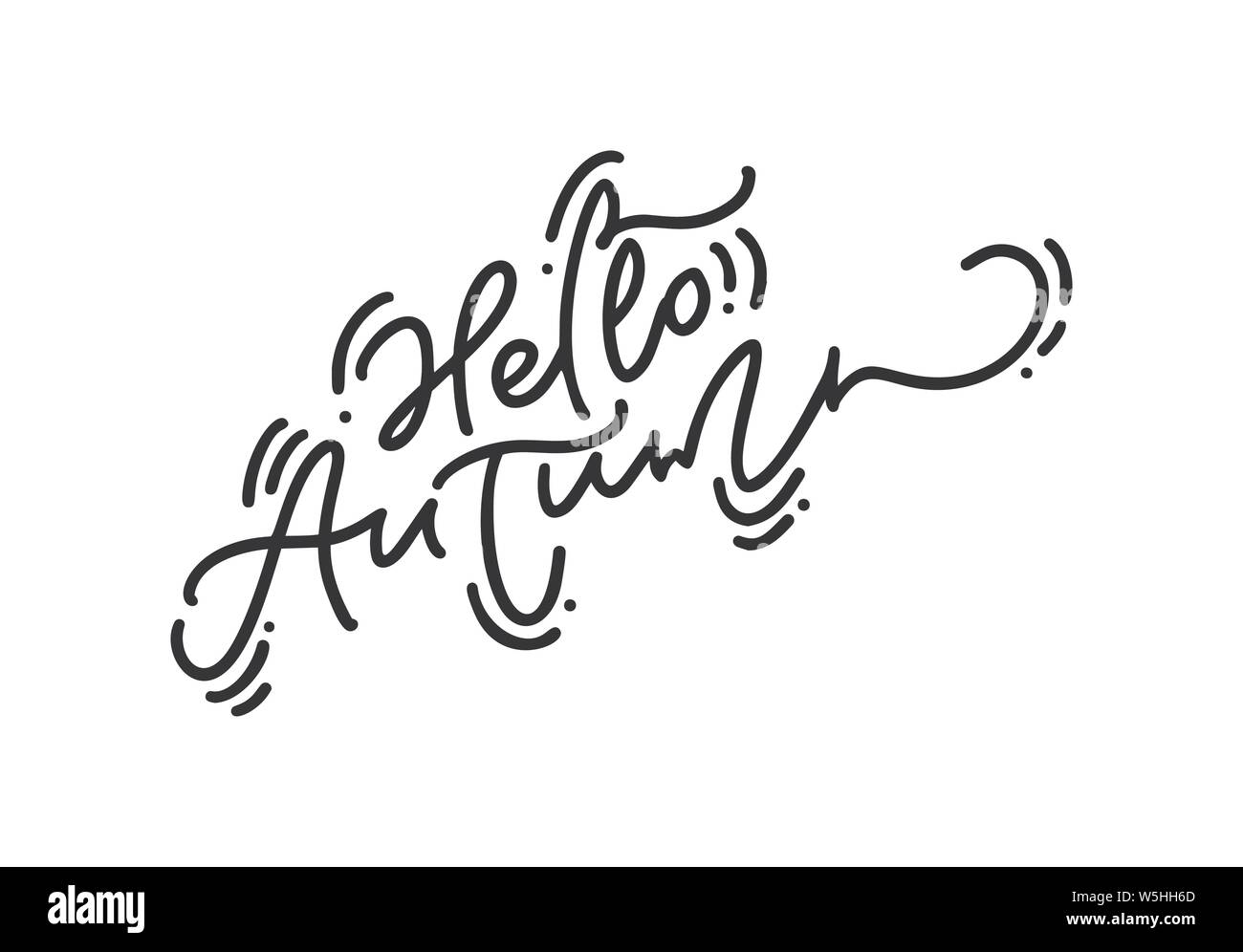 Hello Autumn Brush monoline calligraphy hand lettering text. Inspiring ...