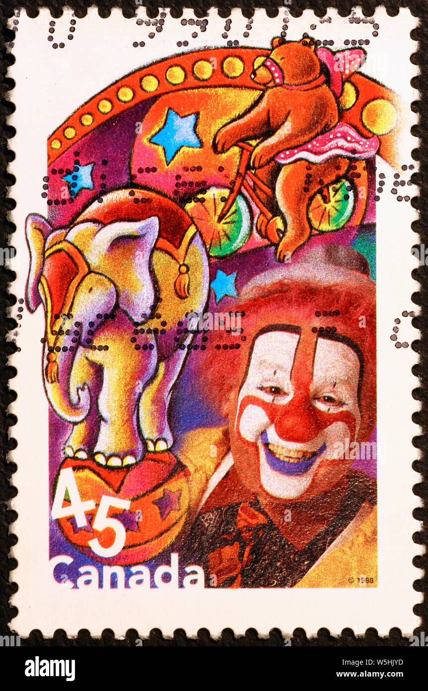 Canadian postage stamp celebrating circus Stock Photo