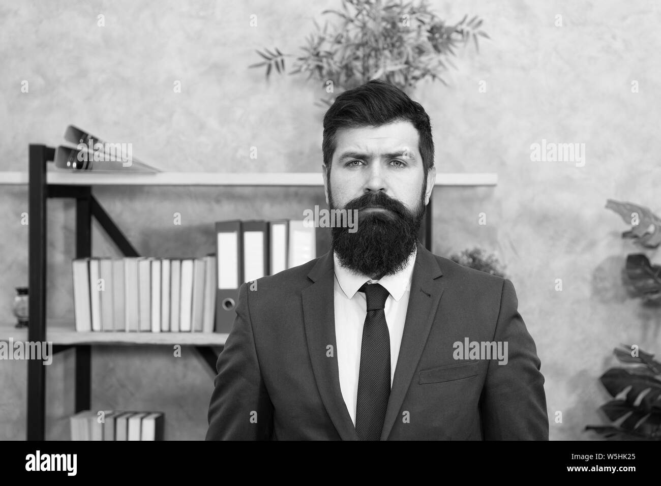 Head of human resources department. Man bearded serious office background. Provide consultation to management on strategic staffing plans. Office staff. HR director. HR management. HR job description. Stock Photo