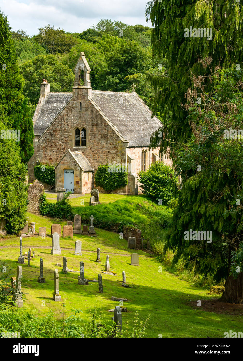 Humbie Parish Church, East Lothian, Scotland, UK on sunny Summer day
