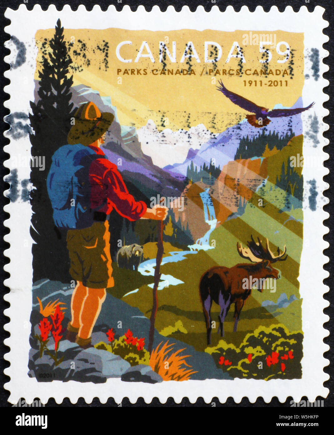 National parks of Canada celebrated on postage stamp Stock Photo