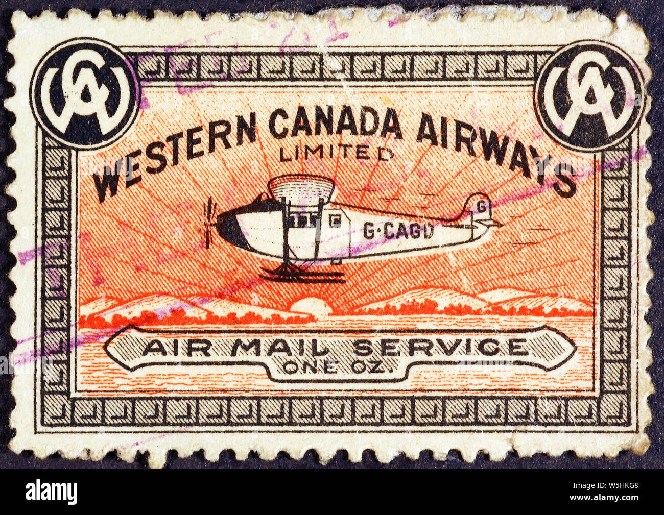 Old canadian postage stamp for air mail service Stock Photo Alamy