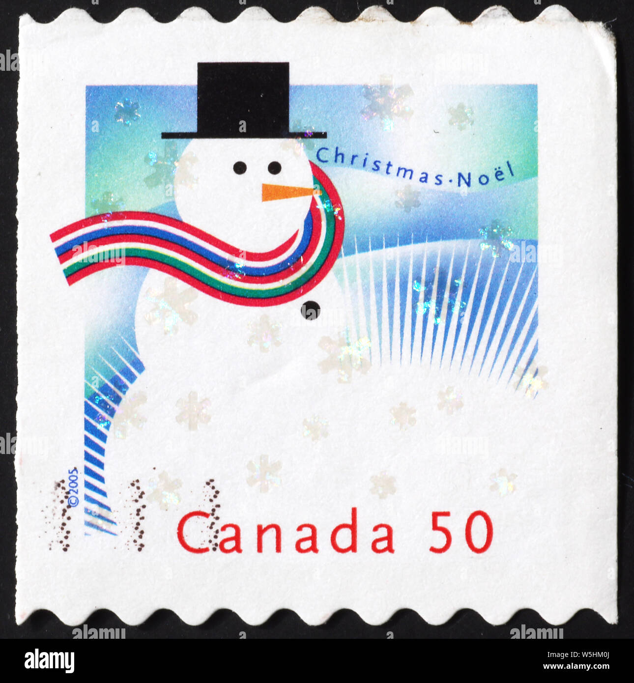 Snowman on canadian postage stamp Stock Photo