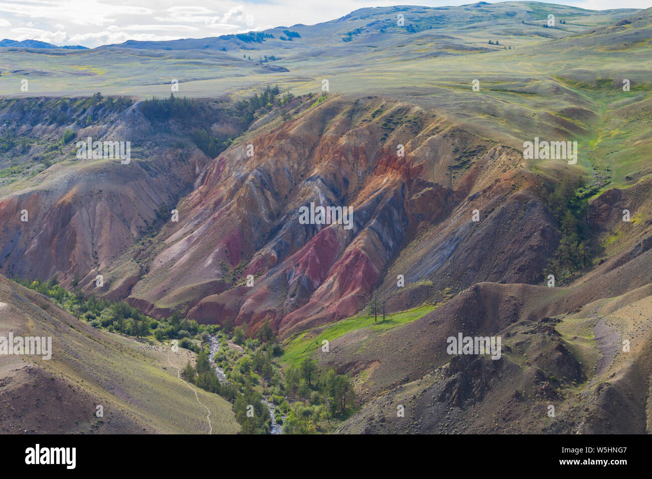 Colorful mountains in Altay. The most beautiful place in the Chuya steppe. Summer time. Stock Photo