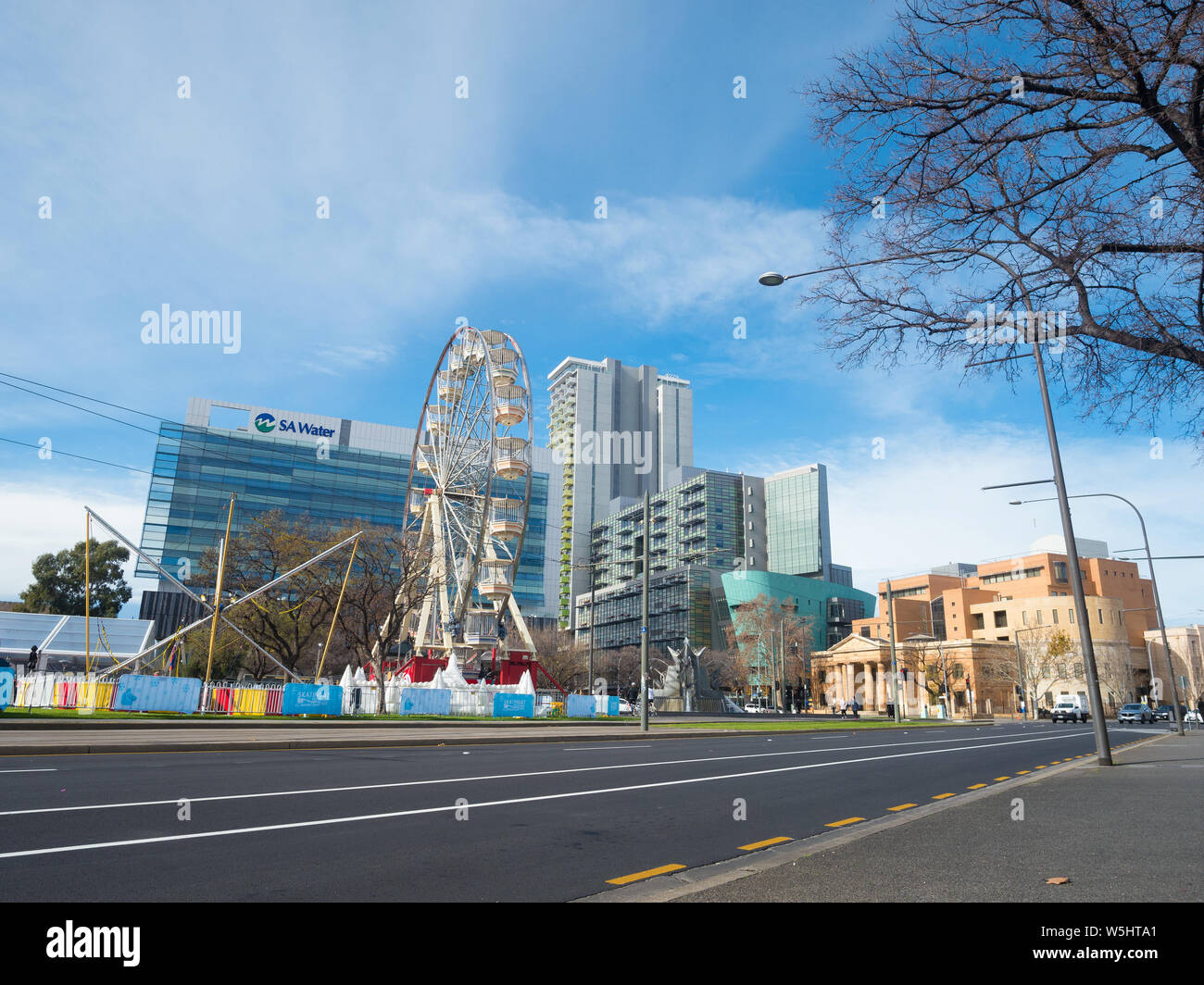 View of a ferris wheel in Victoria Square as part of the Skating At