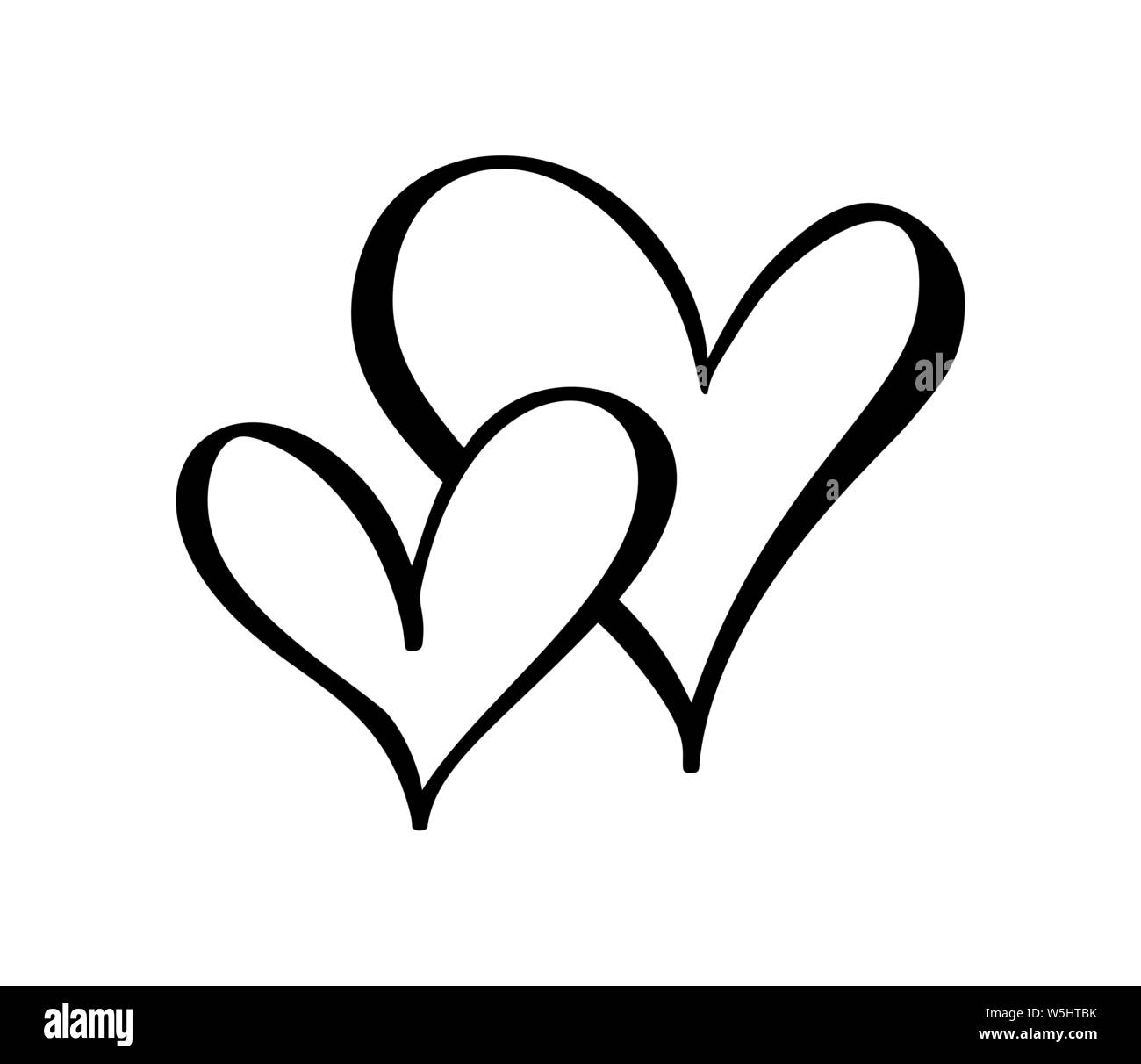 Two vector black hearts sign. Icon on white background. Illustration  romantic symbol linked, join, love, passion and wedding. Template for t  shirt Stock Vector Image & Art - Alamy