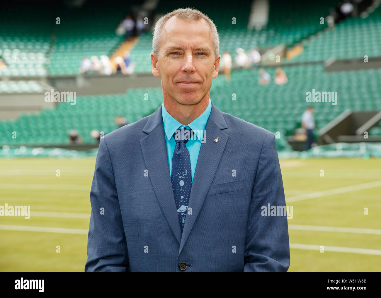 Astronaut Andrew 'Drew' Feustel with his wife Indira during The Championships at Wimbledon 2019. Stock Photo