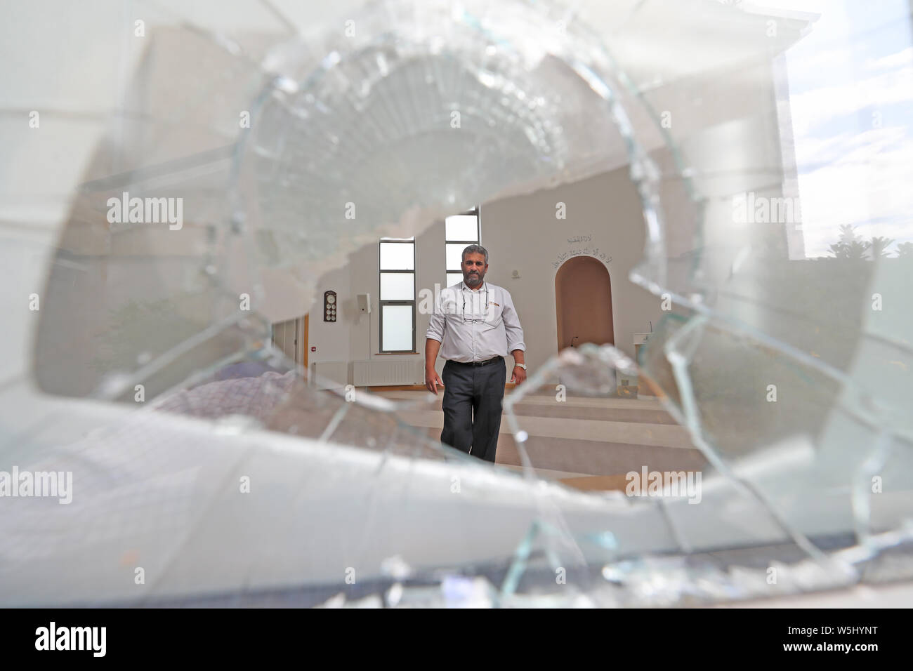 Shareef Mubashir, caretaker of Ahmadiyya Mosque in Galway surveys the damage after a break-in at the premises on Sunday. Stock Photo