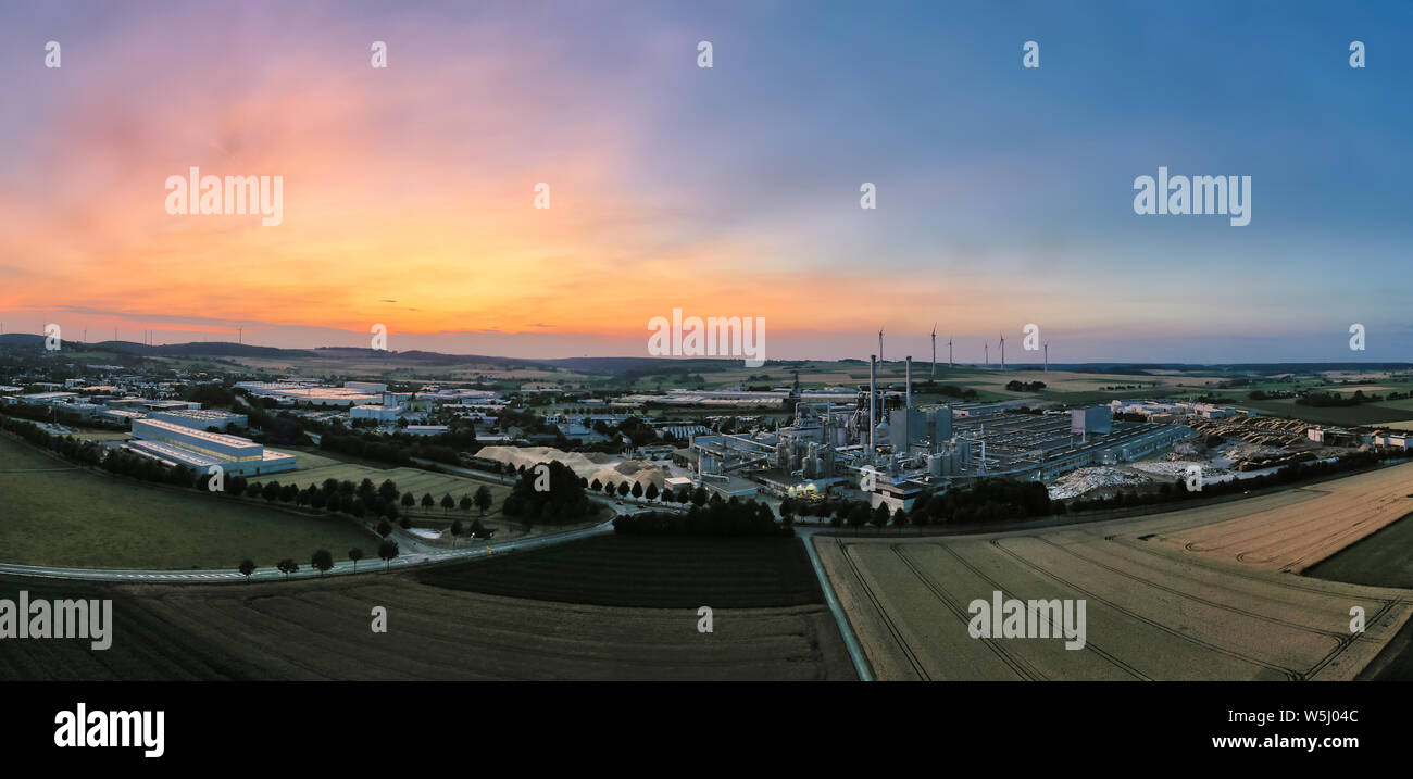 Southeastern aerial view of the industrial area of Brilon. Panorama at ...