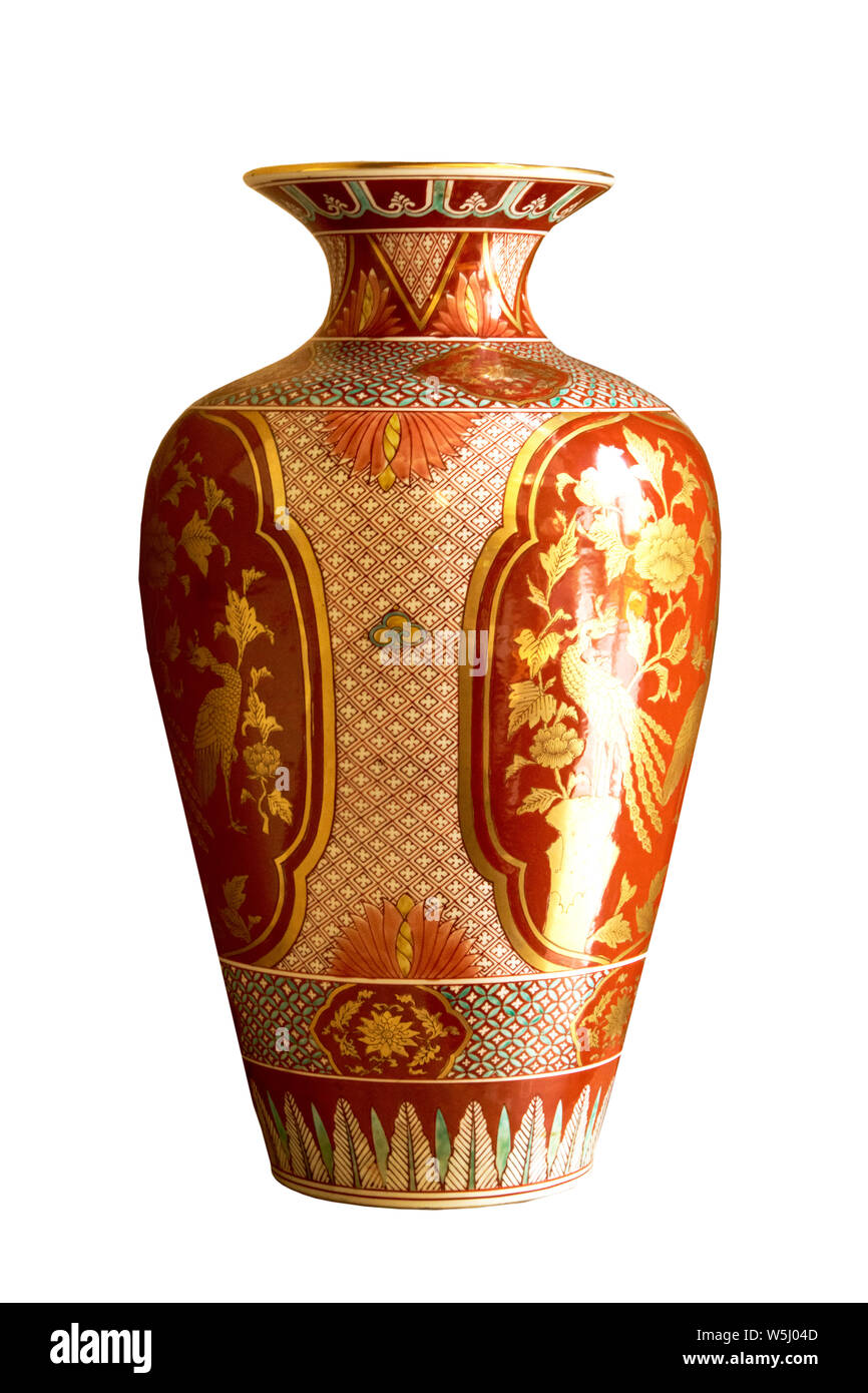 chinese antique vase on the white background Stock Photo