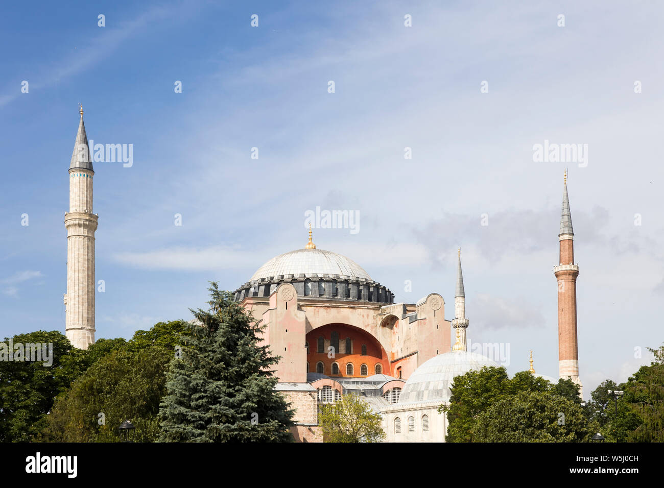 View at Hagia Sophia domes and minarets in the old town of Istanbul, Turkey Stock Photo