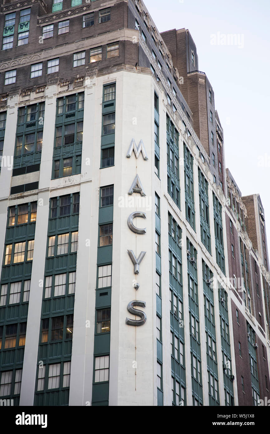 NEW YORK, USA AUGUST 31, 2017 Detail of Macy's store in New York