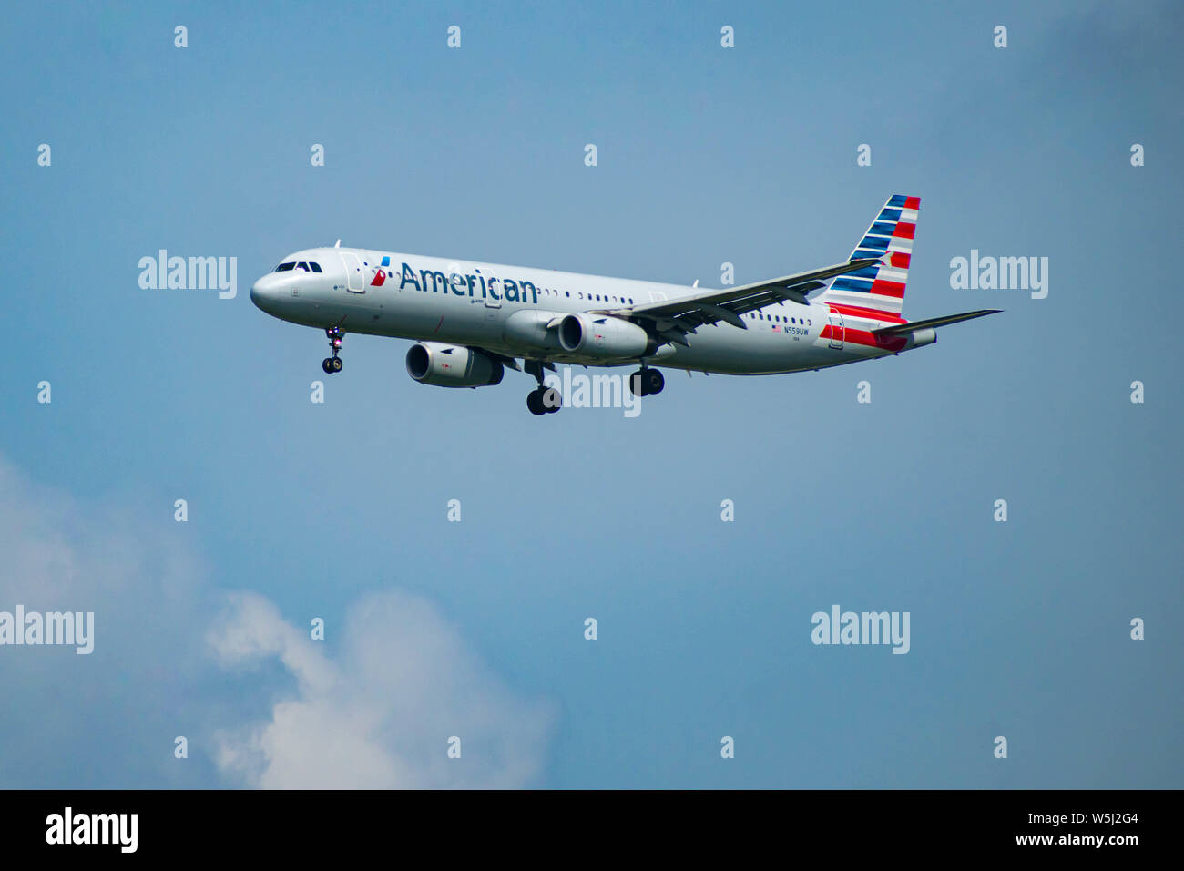 Florida. July 09, 2019 . American Airlines arriving to Orlando