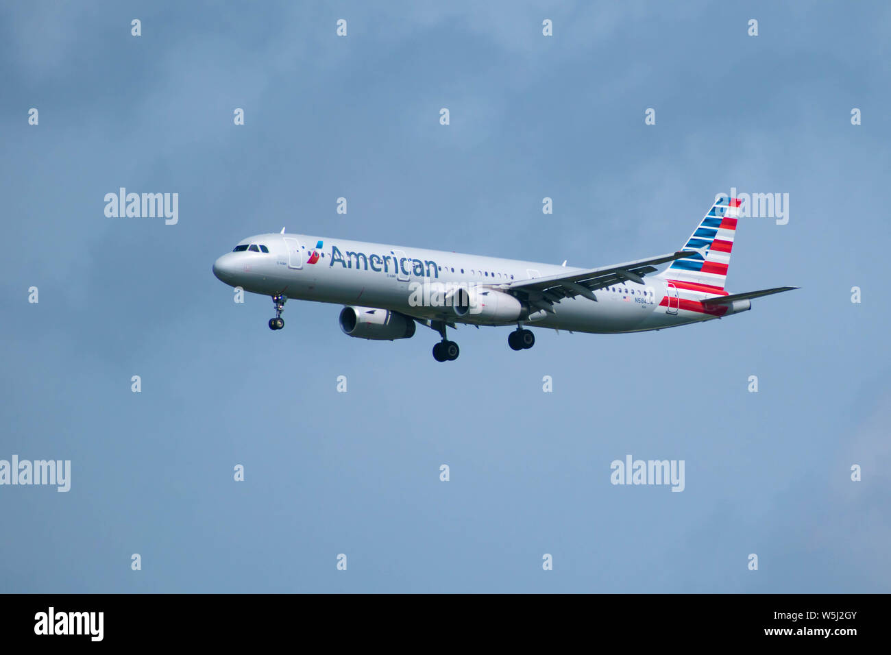 Florida. July 09, 2019 . American Airlines arriving to Orlando