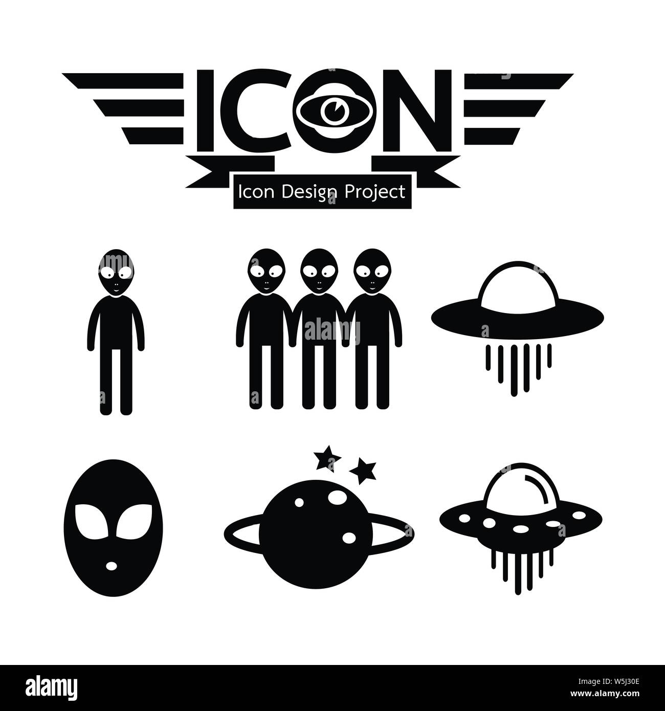 Alien ufo icon Stock Vector Image & Art - Alamy