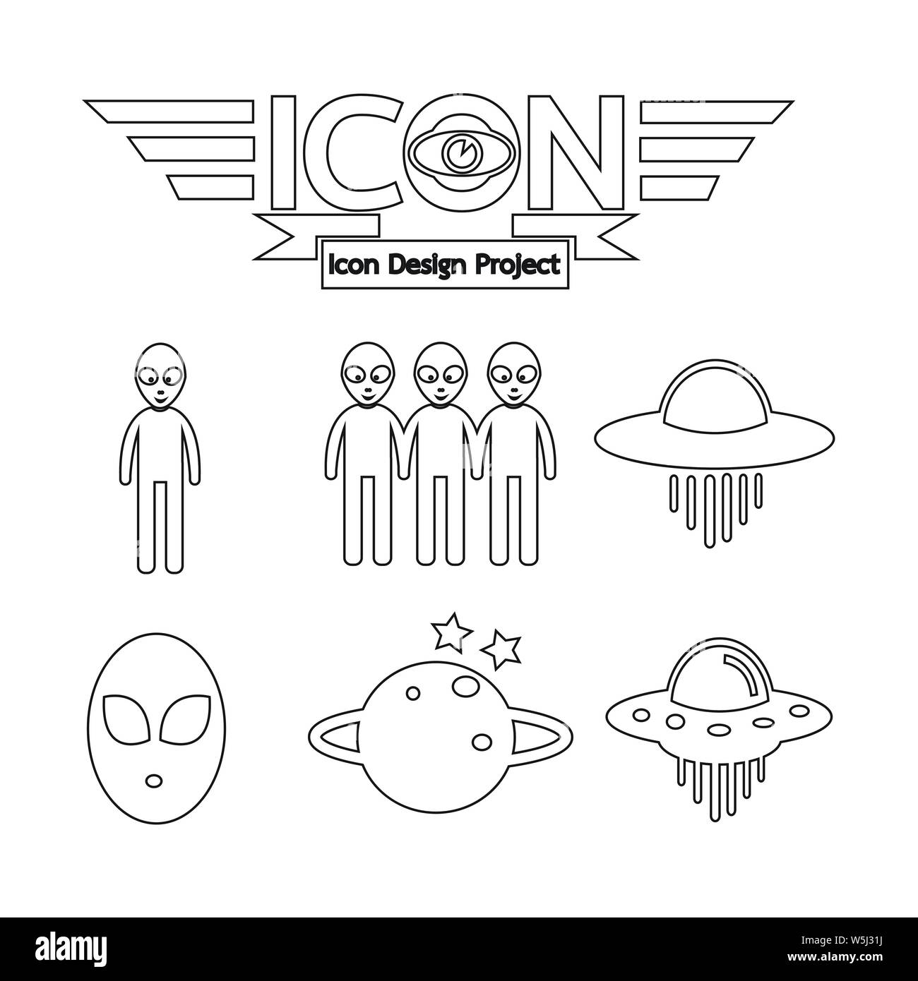 Alien ufo icon Stock Vector Image & Art - Alamy
