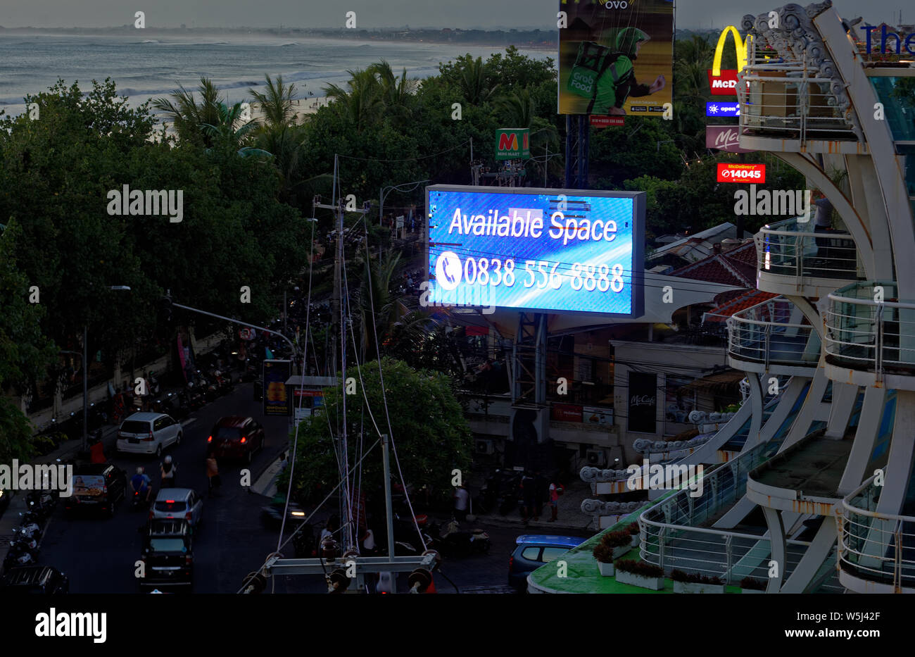 Bright advertisements on Kuta beach, Bali, Indonesia Stock Photo