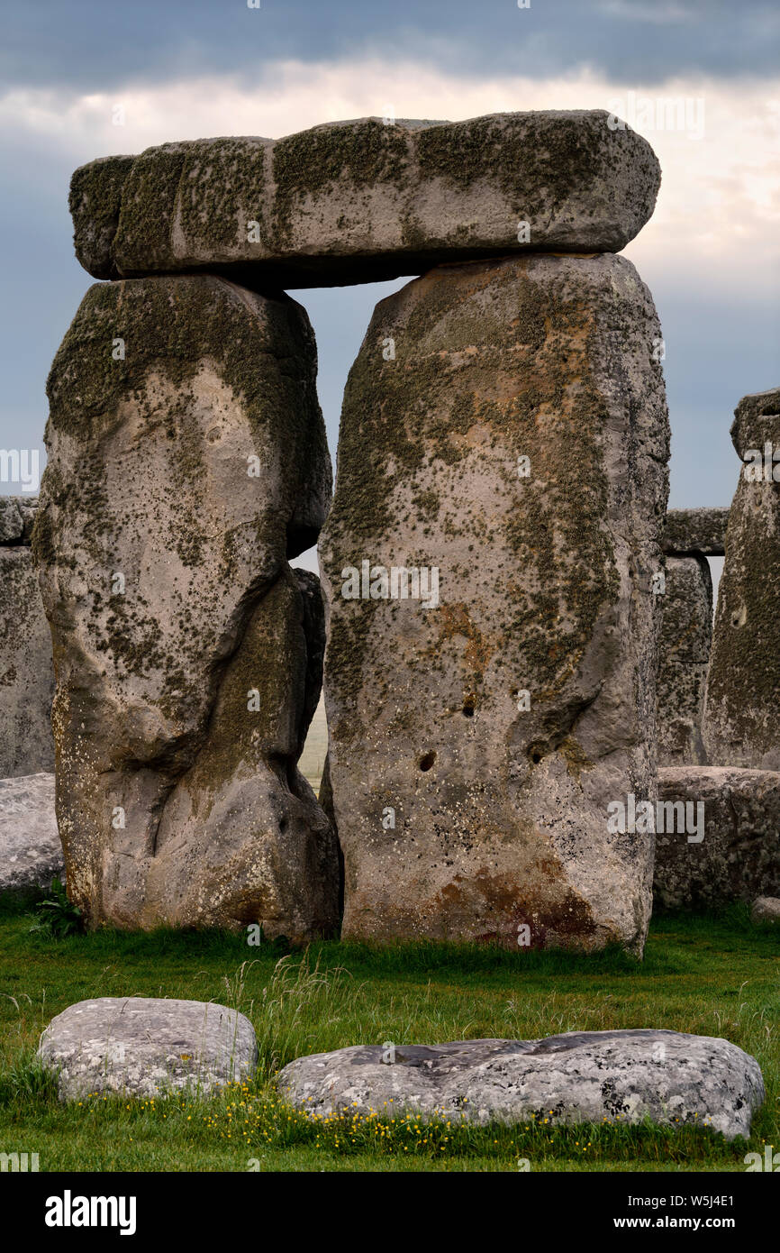 Inner Sarsens with lintel at Stonehenge prehistoric stone circle ruins