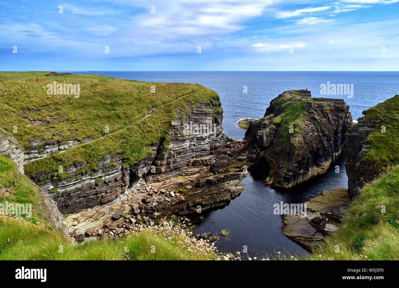 The Brough Of Deerness on Orkney. Stock Photo