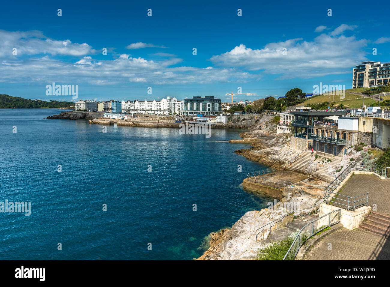 Coastal views out to Plymouth sound from Plymouth Hoe in Devon, England, UK. Stock Photo