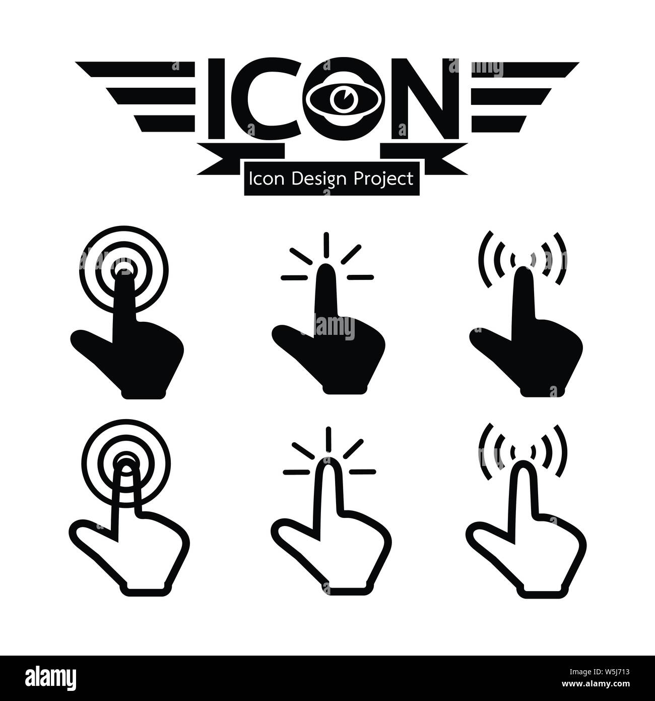 Action button hand cursor Black and White Stock Photos & Images - Alamy