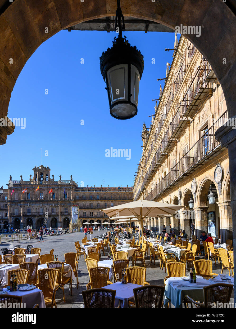 The Baroque Plaza Mayor in the center of Salamanca, Spain. Stock Photo