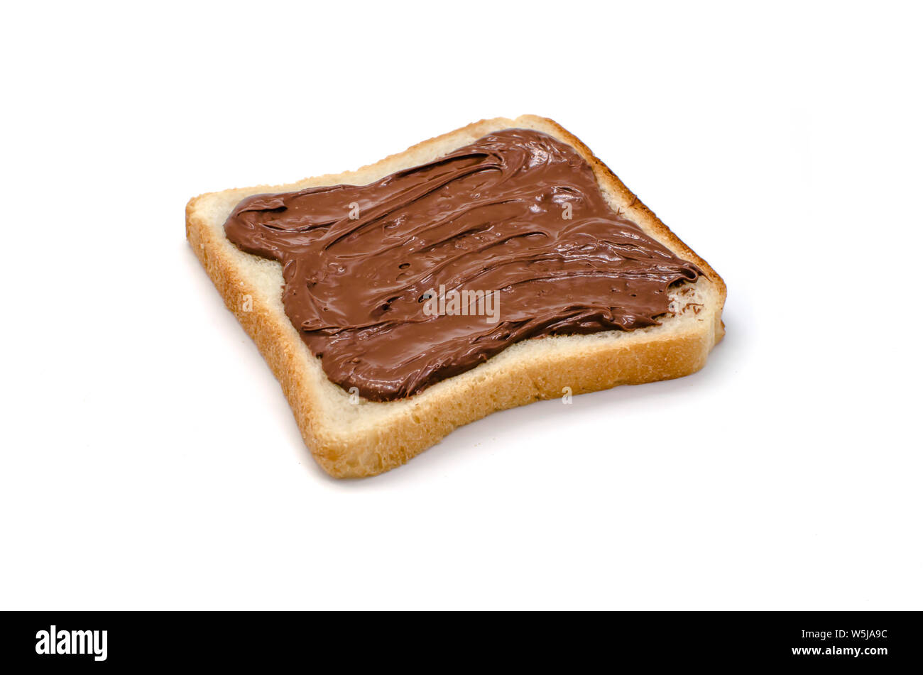 bread for toast with chocolate nutella paste on a white background isolated  Stock Photo - Alamy