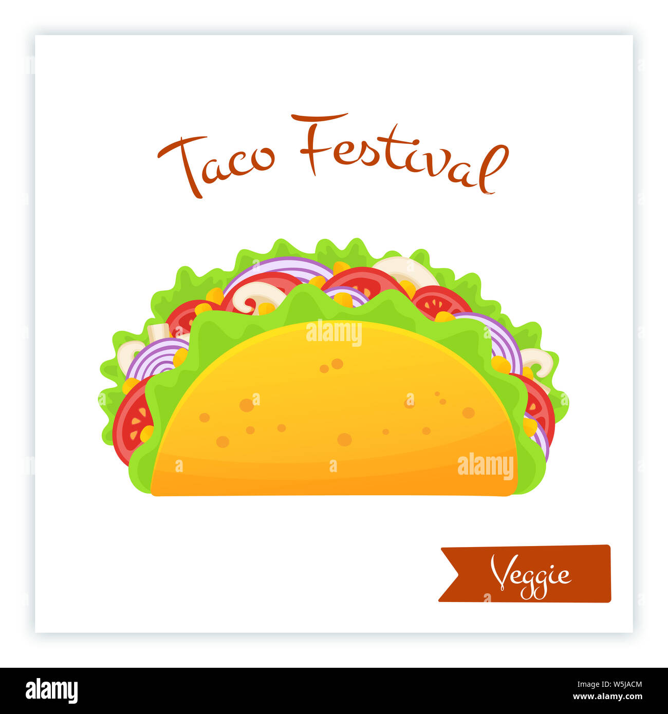 Fresh traditional veggie tacos food banner isolated illustration. Spicy