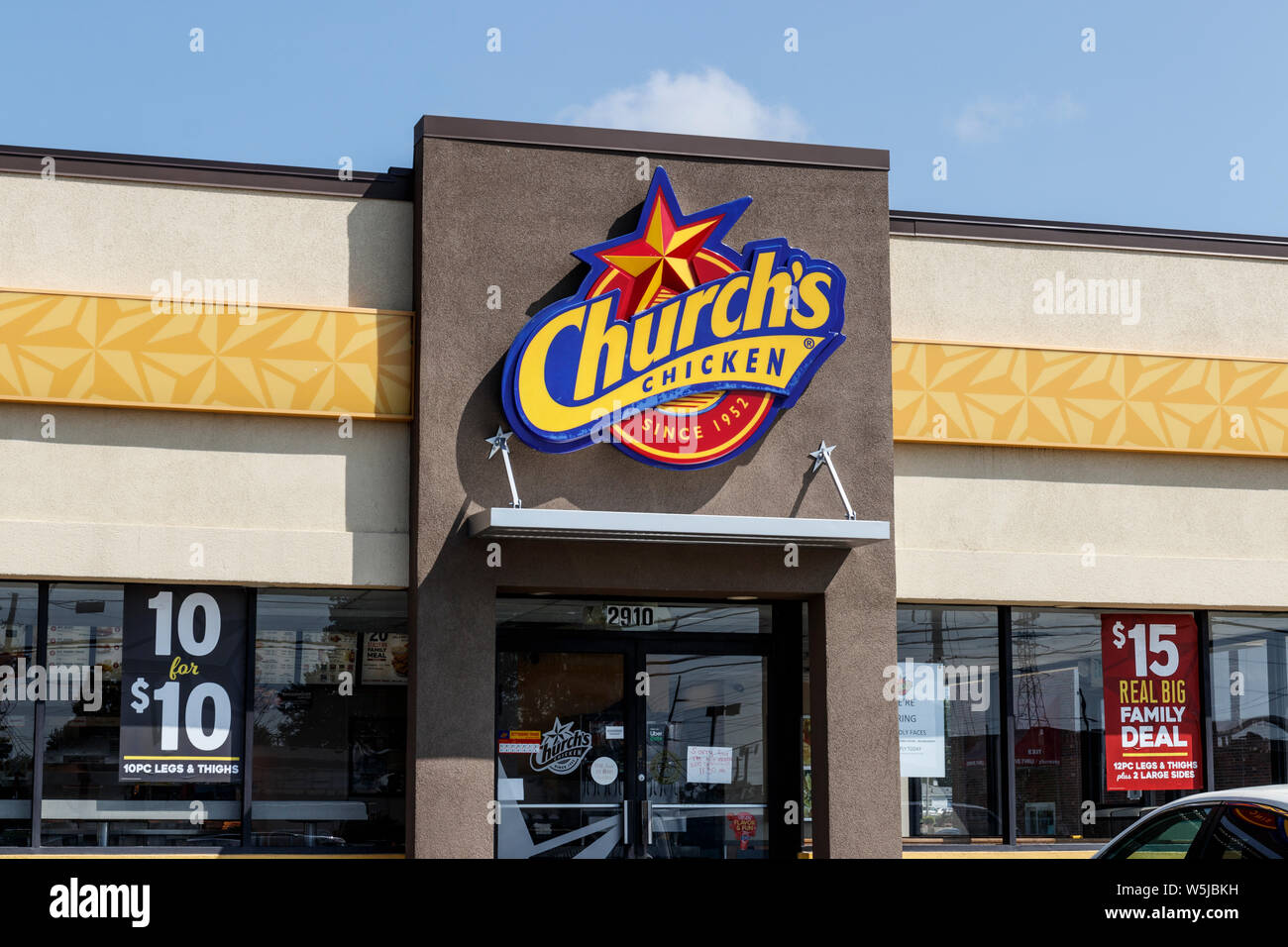 Indianapolis - Circa July 2019: Church's Chicken fast food restaurant. Church's Chicken has been serving fried chicken since 1952 I Stock Photo